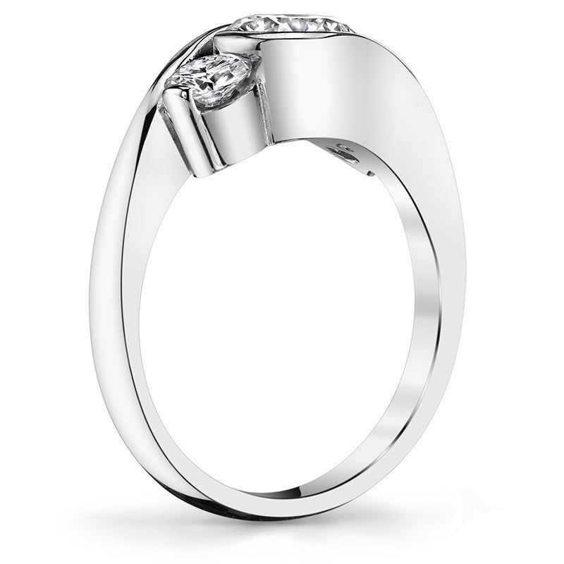 Round Bypass Three-Stone Moissanite Engagement Ring