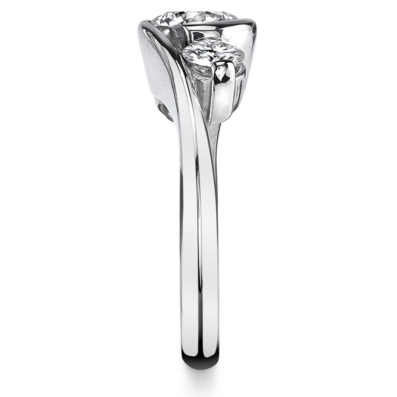 Round Bypass Three-Stone Moissanite Engagement Ring