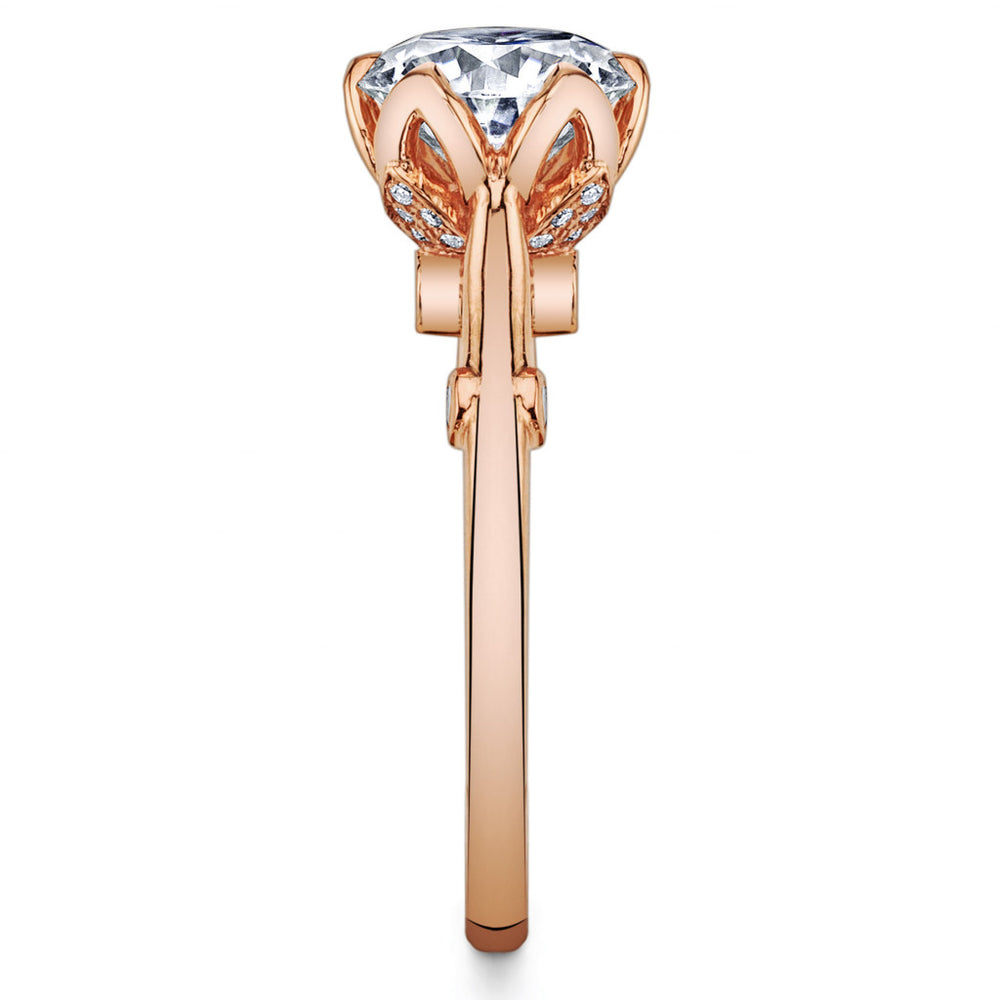 Round Tulip Cathedral Moissanite Engagement Ring with Surprise Stone