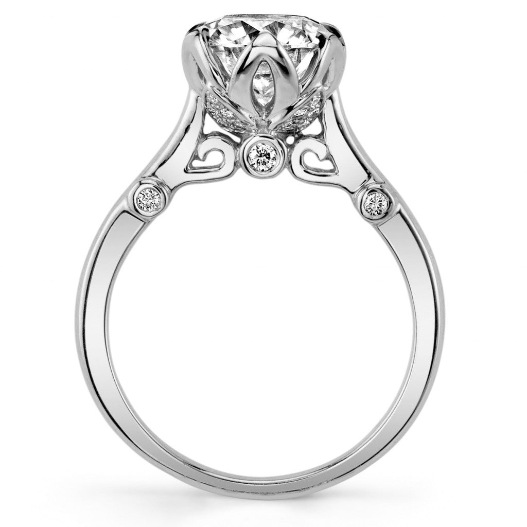 Round Tulip Cathedral Moissanite Engagement Ring with Surprise Stone