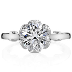 Round Tulip Cathedral Moissanite Engagement Ring with Surprise Stone