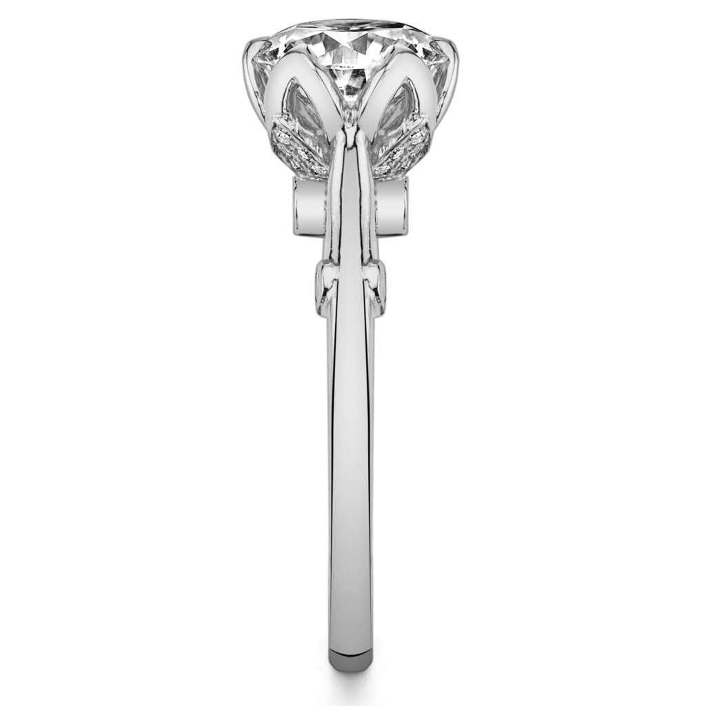 Round Tulip Cathedral Moissanite Engagement Ring with Surprise Stone