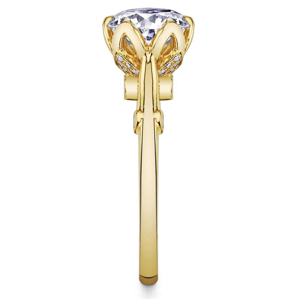 Round Tulip Cathedral Moissanite Engagement Ring with Surprise Stone