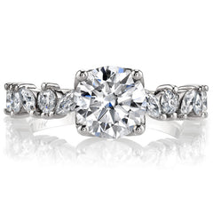 Round and Marquise Tulip Setting Moissanite Engagement Ring