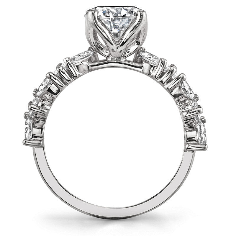 Round and Marquise Tulip Setting Moissanite Engagement Ring