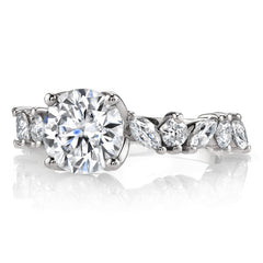 Round and Marquise Tulip Setting Moissanite Engagement Ring
