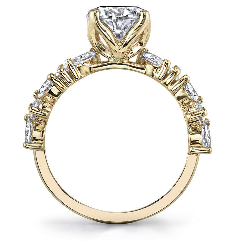 Round and Marquise Tulip Setting Moissanite Engagement Ring