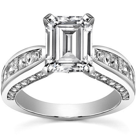 Channel Set Princess and Round Moissanite Engagement Ring Setting 2.0ct