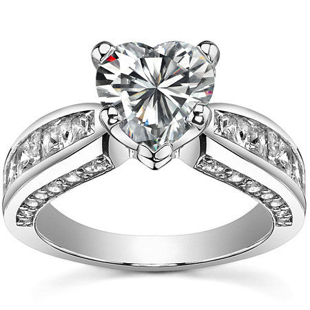 Channel Set Princess and Round Moissanite Engagement Ring Setting 2.0ct