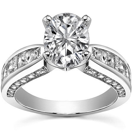 Channel Set Princess and Round Moissanite Engagement Ring Setting 2.0ct