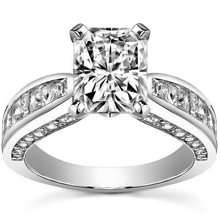 Channel Set Princess and Round Moissanite Engagement Ring Setting 2.0ct