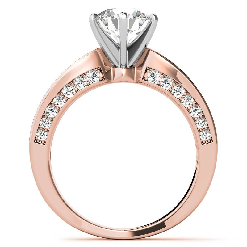 Channel Set Princess and Round Moissanite Engagement Ring Setting 2.0ct