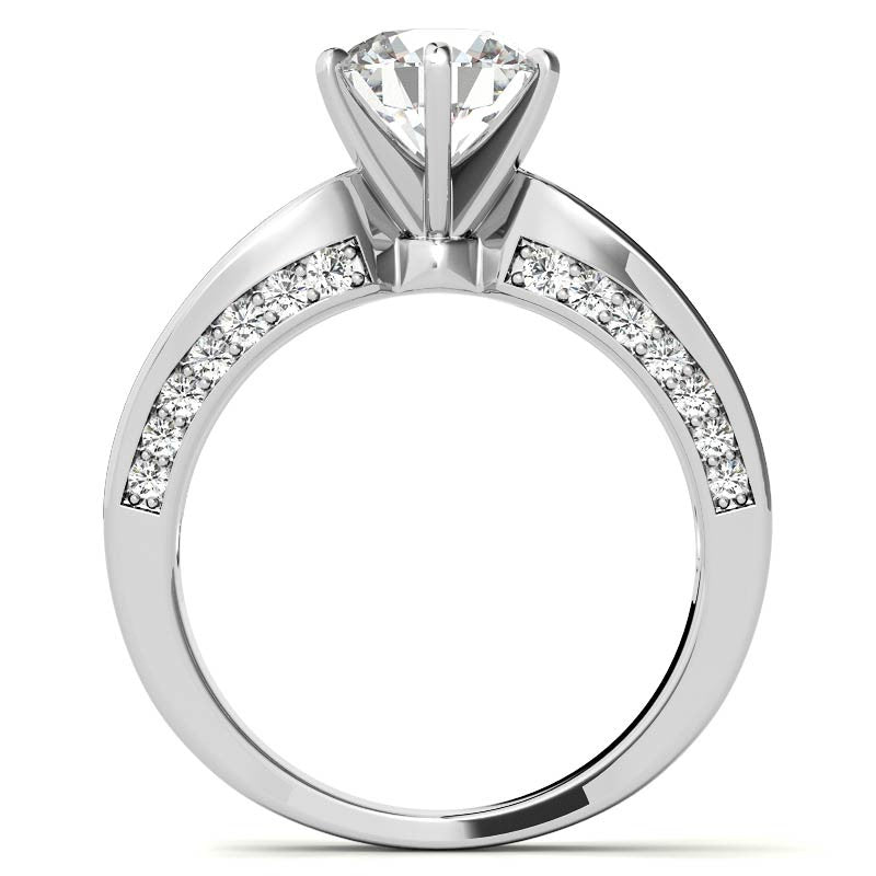 Channel Set Princess and Round Moissanite Engagement Ring Setting 2.0ct