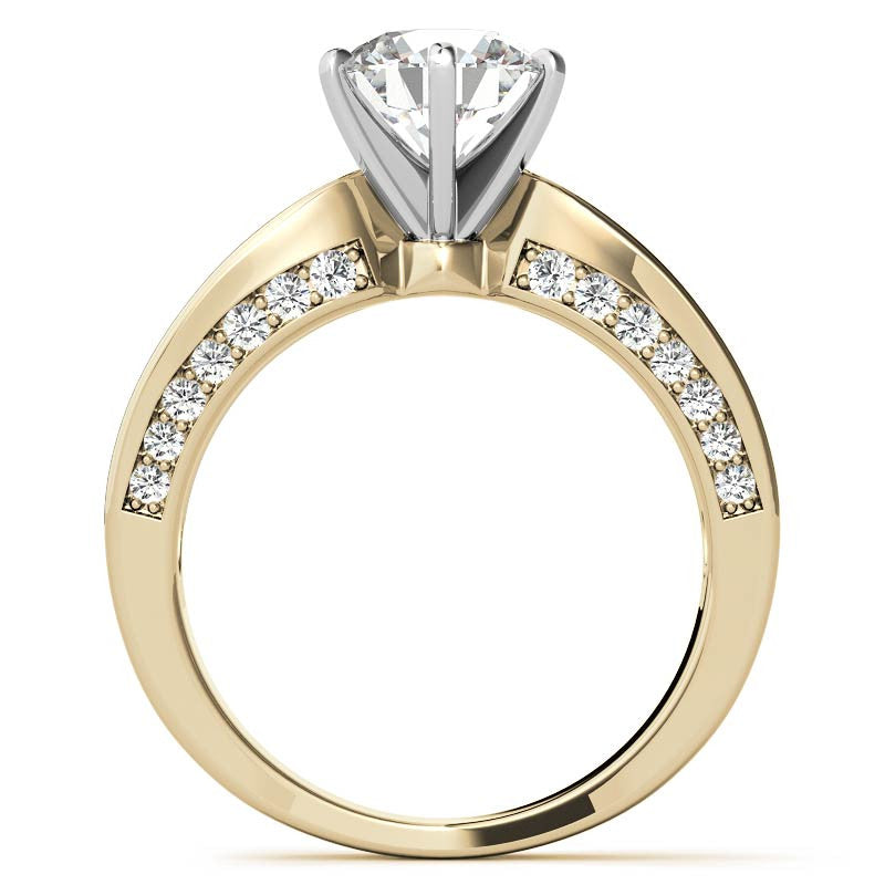 Channel Set Princess and Round Moissanite Engagement Ring Setting 2.0ct