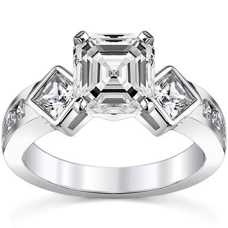 Square & Round Brilliant Moissanite Engagement Ring Setting 0.92ct
