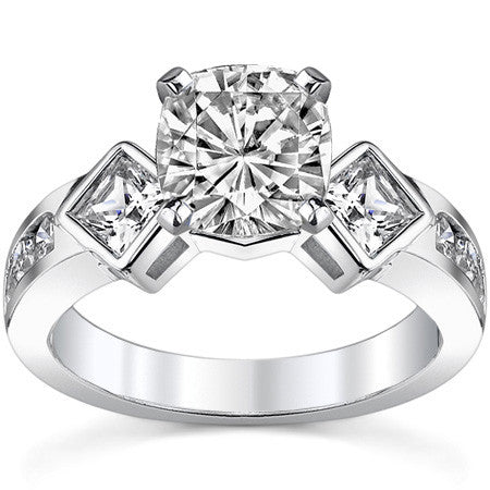 Square & Round Brilliant Moissanite Engagement Ring Setting 0.92ct