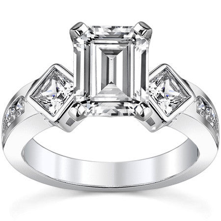 Square & Round Brilliant Moissanite Engagement Ring Setting 0.92ct