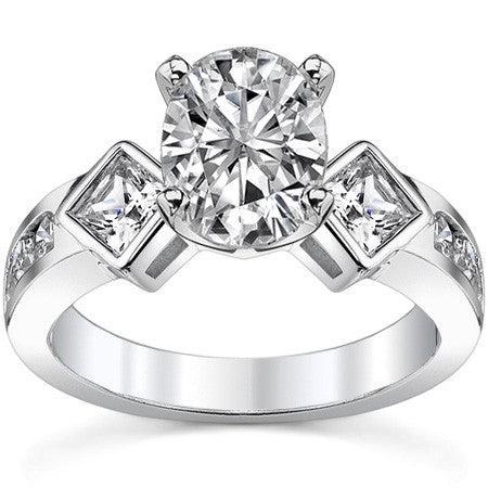 Square & Round Brilliant Moissanite Engagement Ring Setting 0.92ct