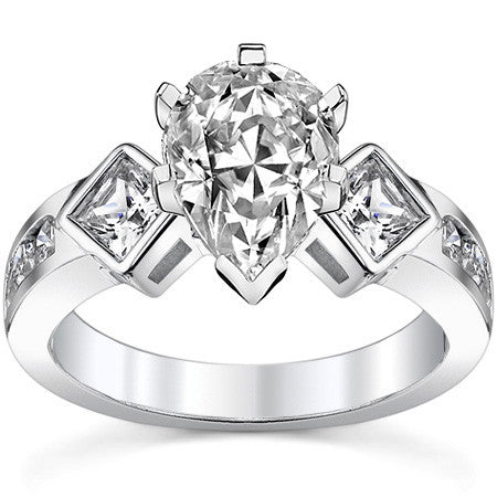 Square & Round Brilliant Moissanite Engagement Ring Setting 0.92ct