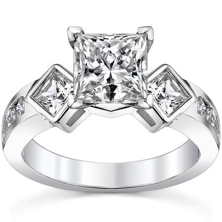 Square & Round Brilliant Moissanite Engagement Ring Setting 0.92ct