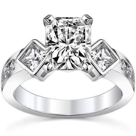 Square & Round Brilliant Moissanite Engagement Ring Setting 0.92ct