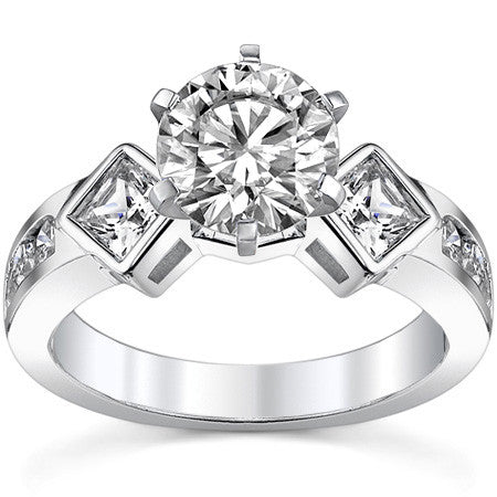 Square & Round Brilliant Moissanite Engagement Ring Setting 0.92ct