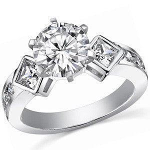 Square & Round Brilliant Moissanite Engagement Ring Setting 0.92ct