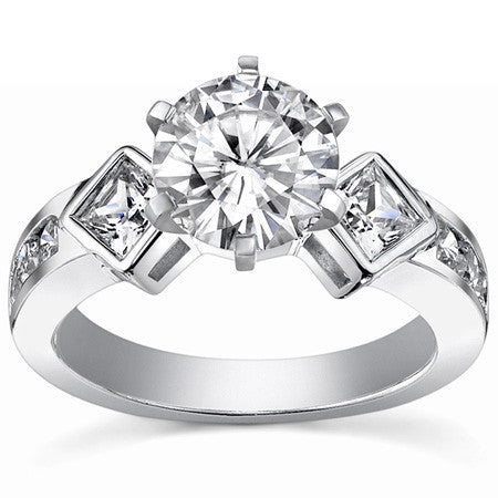 Square & Round Brilliant Moissanite Engagement Ring Setting 0.92ct