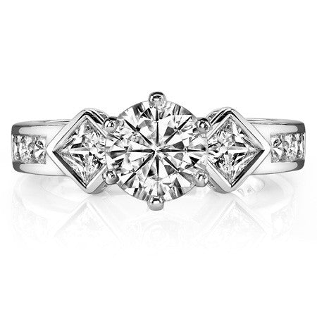 Square & Round Brilliant Moissanite Engagement Ring Setting 0.92ct