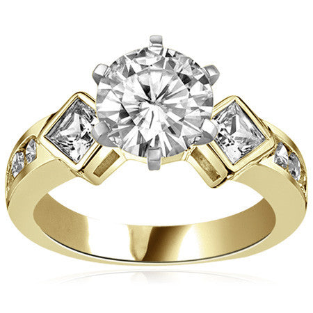 Square & Round Brilliant Moissanite Engagement Ring Setting 0.92ct