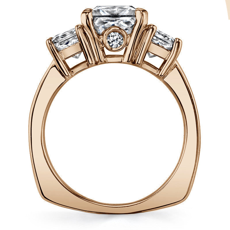 Princess 3-Stone Moissanite Engagement Ring with Euro Shank