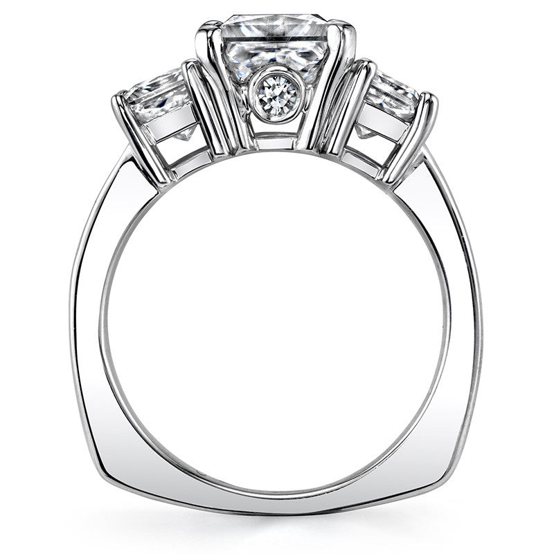 Princess 3-Stone Moissanite Engagement Ring with Euro Shank