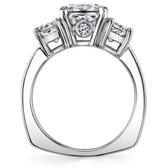 Princess 3-Stone Moissanite Engagement Ring with Euro Shank