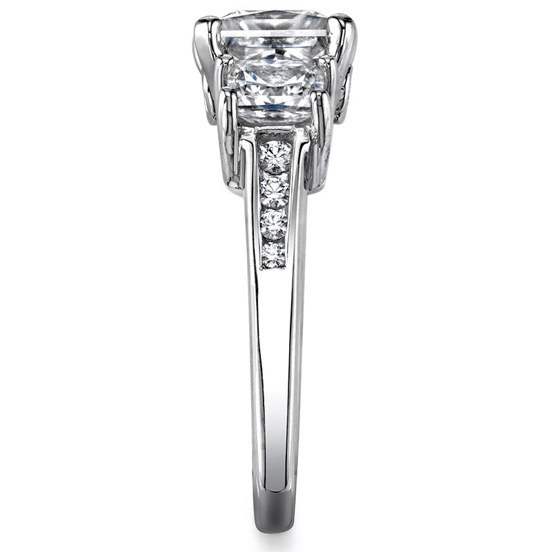 Princess 3-Stone Moissanite Engagement Ring with Euro Shank