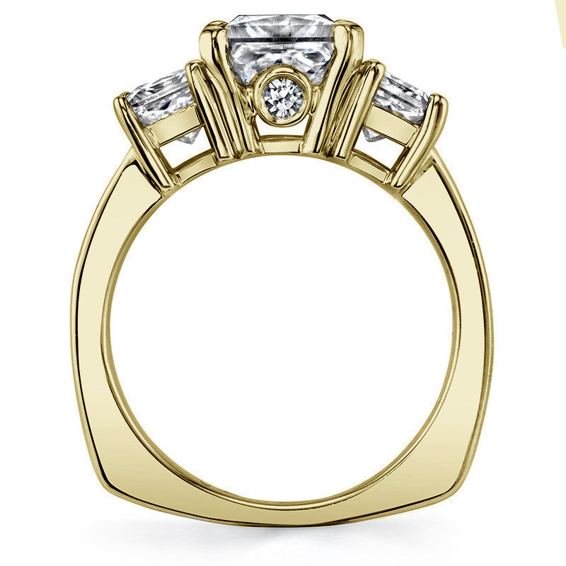Princess 3-Stone Moissanite Engagement Ring with Euro Shank