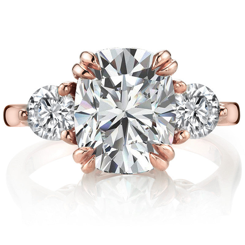 Rectangular Cushion Three-Stone Moissanite Engagement Ring