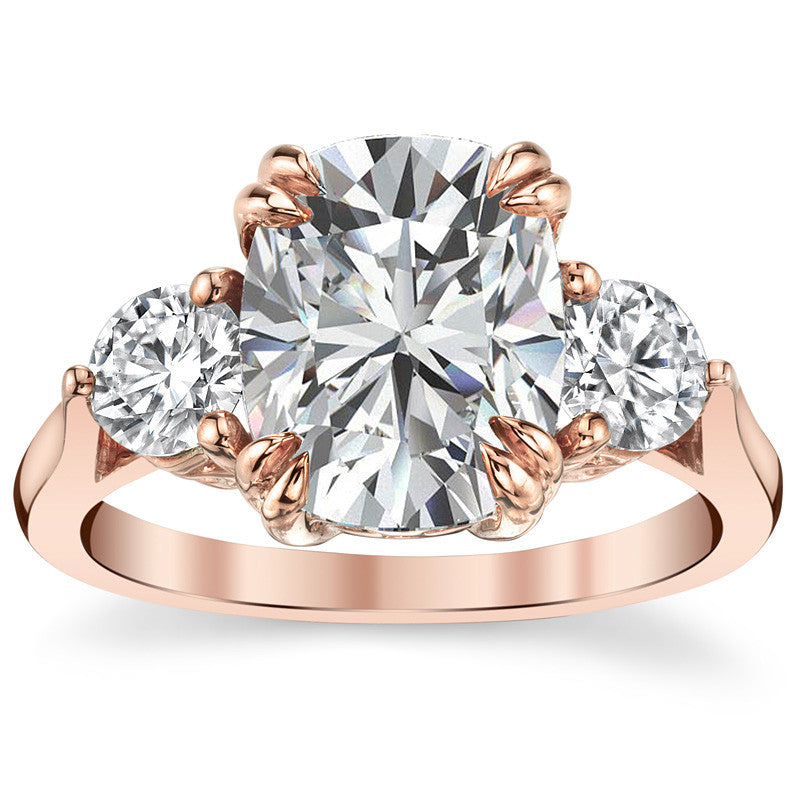 Rectangular Cushion Three-Stone Moissanite Engagement Ring