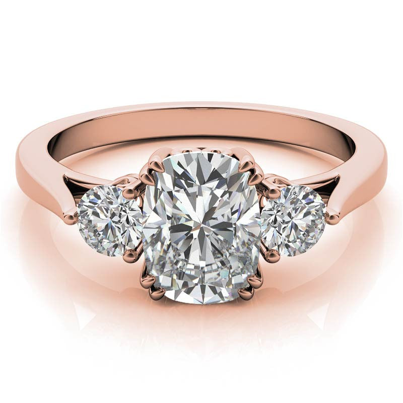 Rectangular Cushion Three-Stone Moissanite Engagement Ring