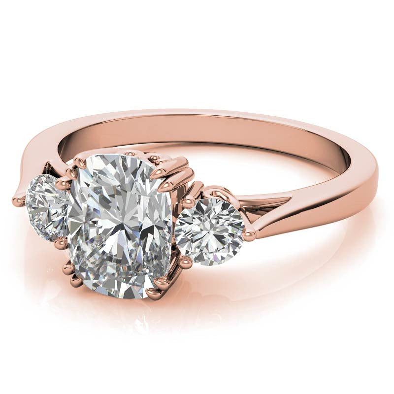 Rectangular Cushion Three-Stone Moissanite Engagement Ring