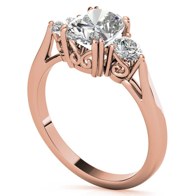 Rectangular Cushion Three-Stone Moissanite Engagement Ring