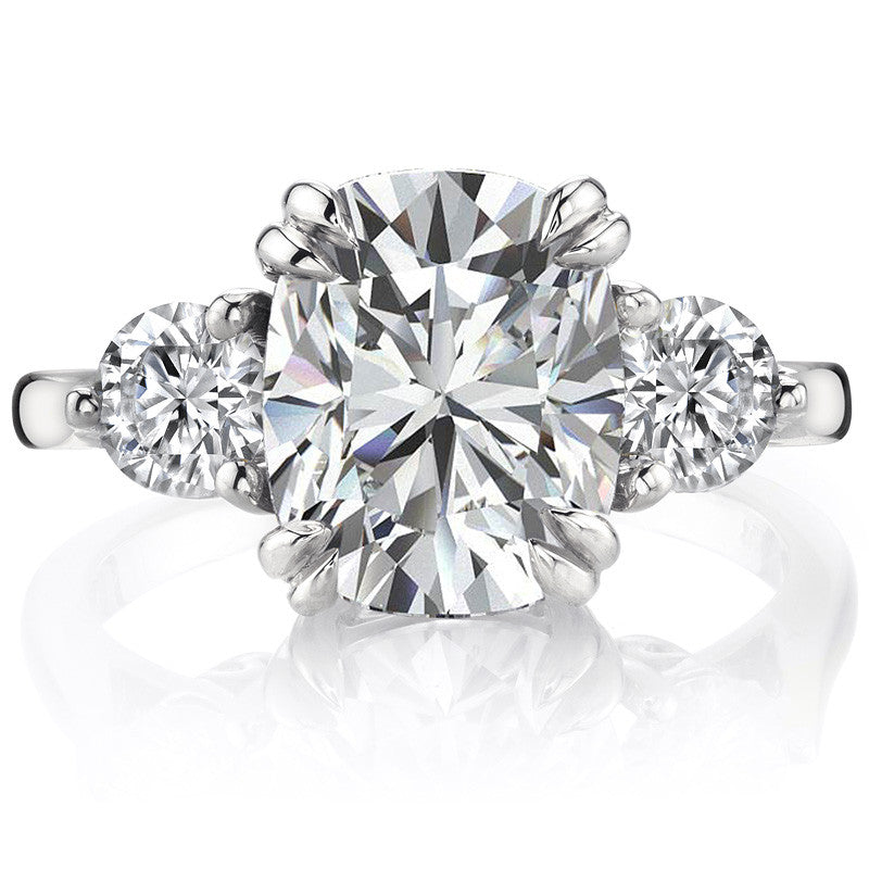 Rectangular Cushion Three-Stone Moissanite Engagement Ring