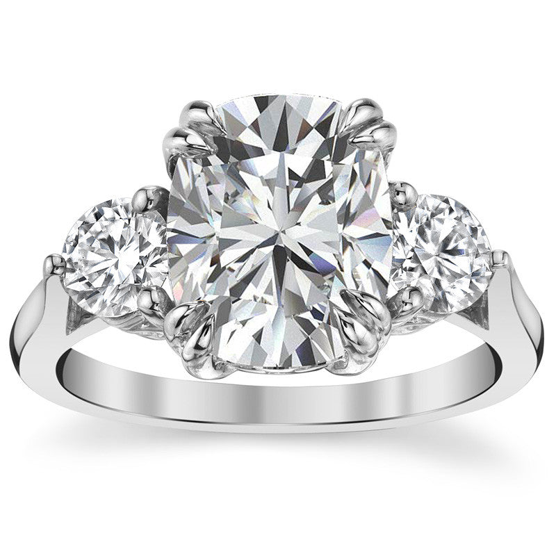 Rectangular Cushion Three-Stone Moissanite Engagement Ring
