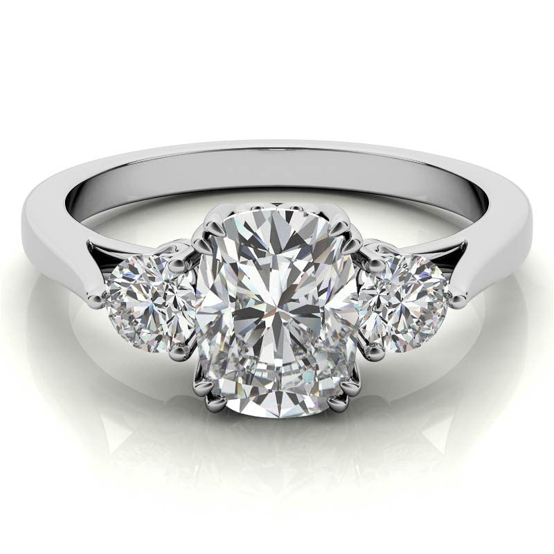 Rectangular Cushion Three-Stone Moissanite Engagement Ring