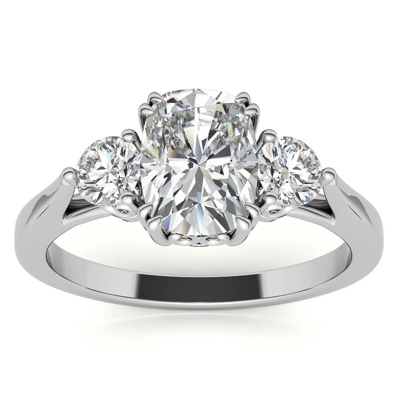Rectangular Cushion Three-Stone Moissanite Engagement Ring
