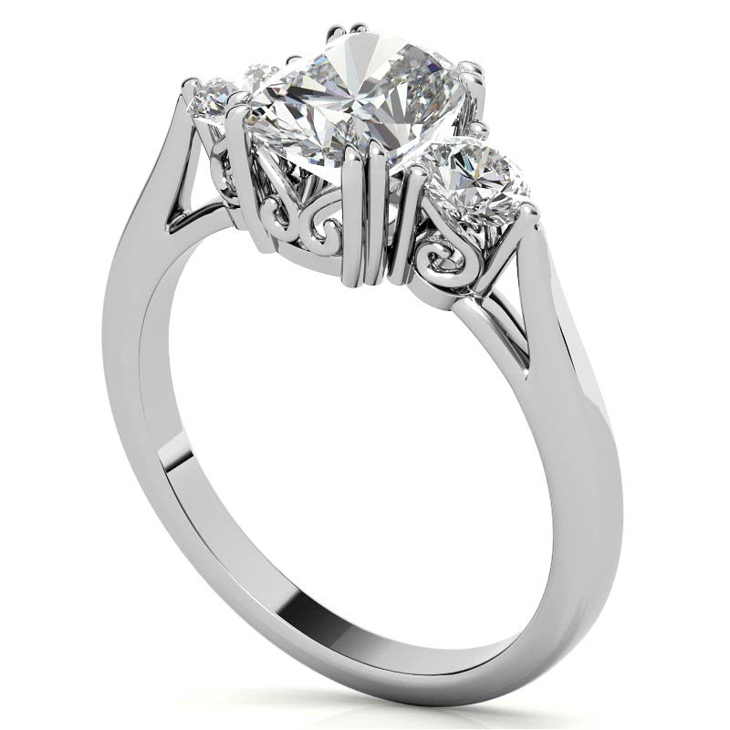 Rectangular Cushion Three-Stone Moissanite Engagement Ring