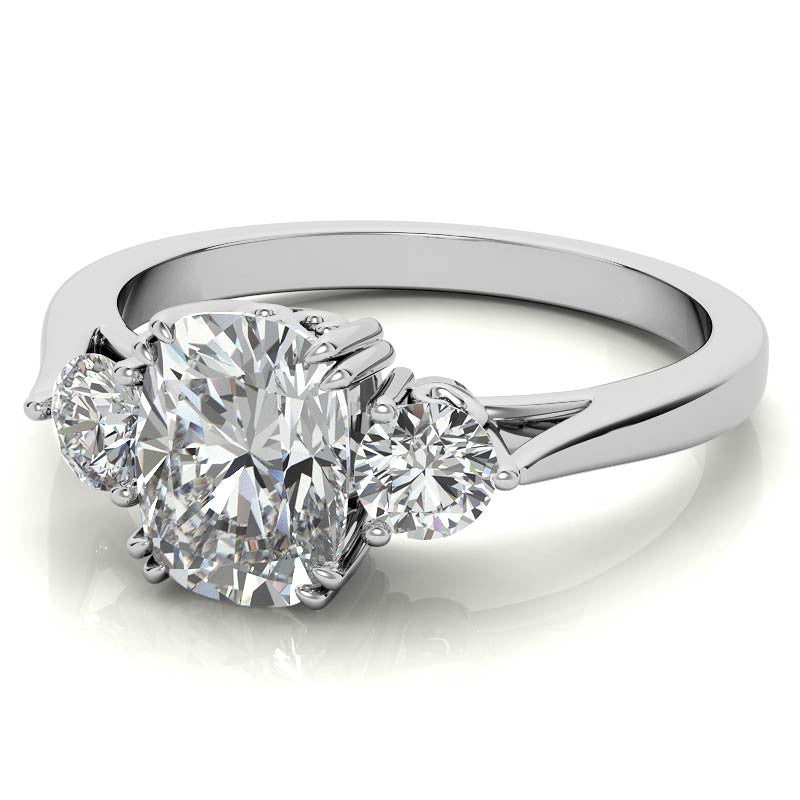 Rectangular Cushion Three-Stone Moissanite Engagement Ring