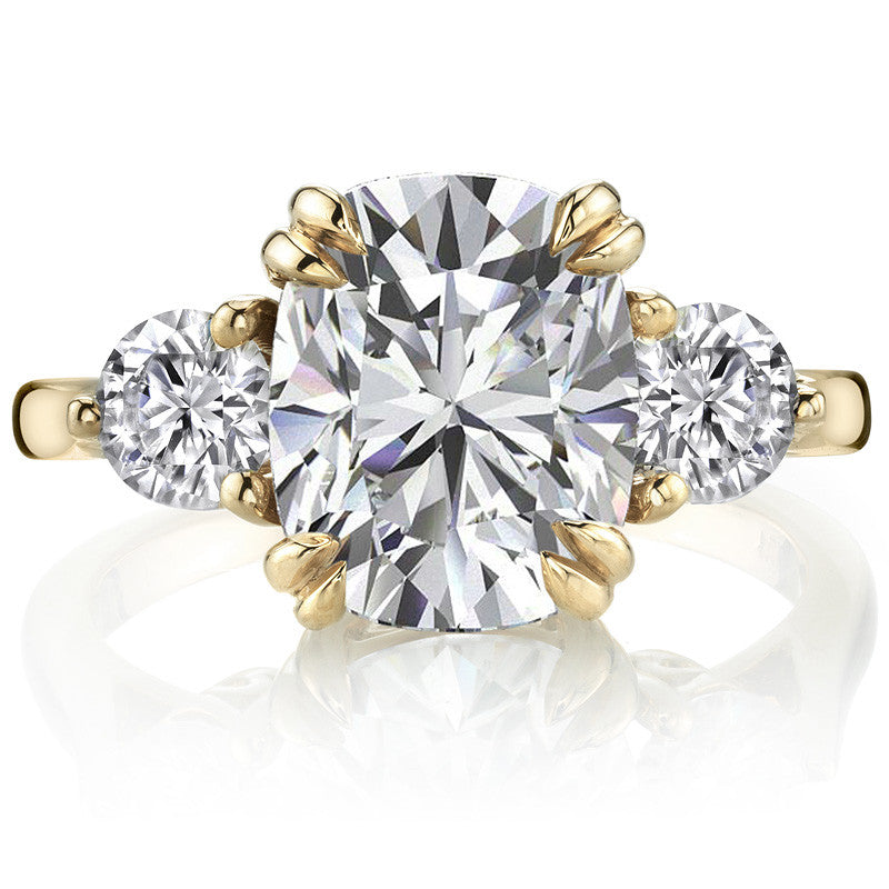 Rectangular Cushion Three-Stone Moissanite Engagement Ring