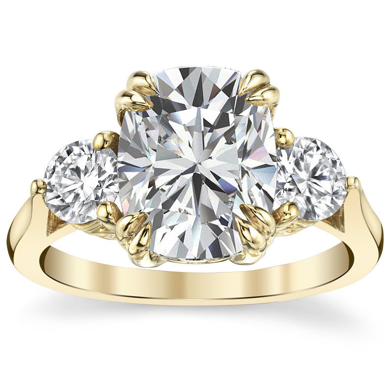 Rectangular Cushion Three-Stone Moissanite Engagement Ring