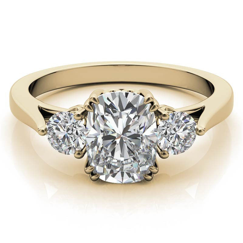 Rectangular Cushion Three-Stone Moissanite Engagement Ring