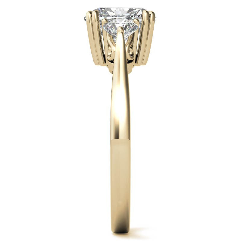 Rectangular Cushion Three-Stone Moissanite Engagement Ring